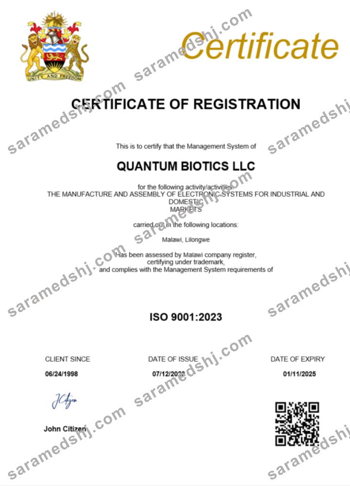 Malawi business registration certificate Word and PDF template